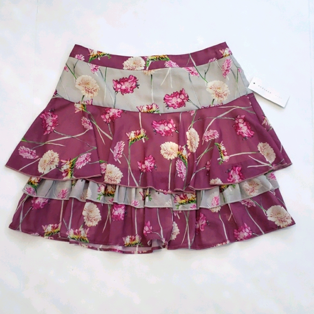 NWT endless rose Floral Ruffle Miniskirt Size S